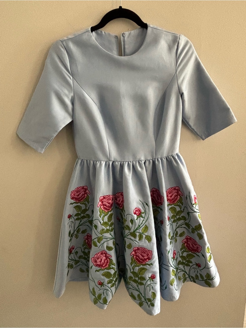 Chi Chi London Pale Blue Floral Embroidered Party Dress Size S/M